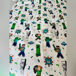 New Minecraft Themed White Full Flat Bed Sheet